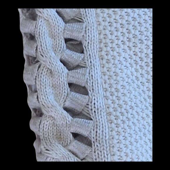 CAbi Slip Stitch Sweater S Oversized Chunky Knit Tunic Lagenlook Pullover Cream - Picture 5 of 16